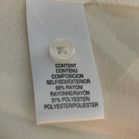 WAYF Cream sheer tie front blouse collared Romantic Long sleeve top S - Picture 4 of 5